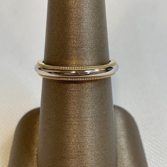 Tiffany&Co. Milgrain Two-Tone AU 750 PT 950 BandRing